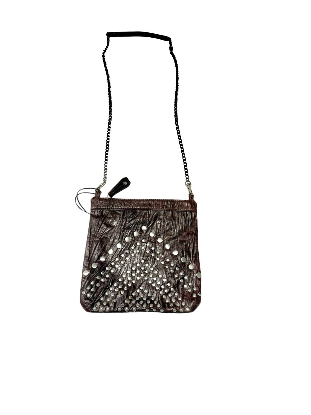 Junior Drake Studded Brown Leather Crossbody Bag, NWOT